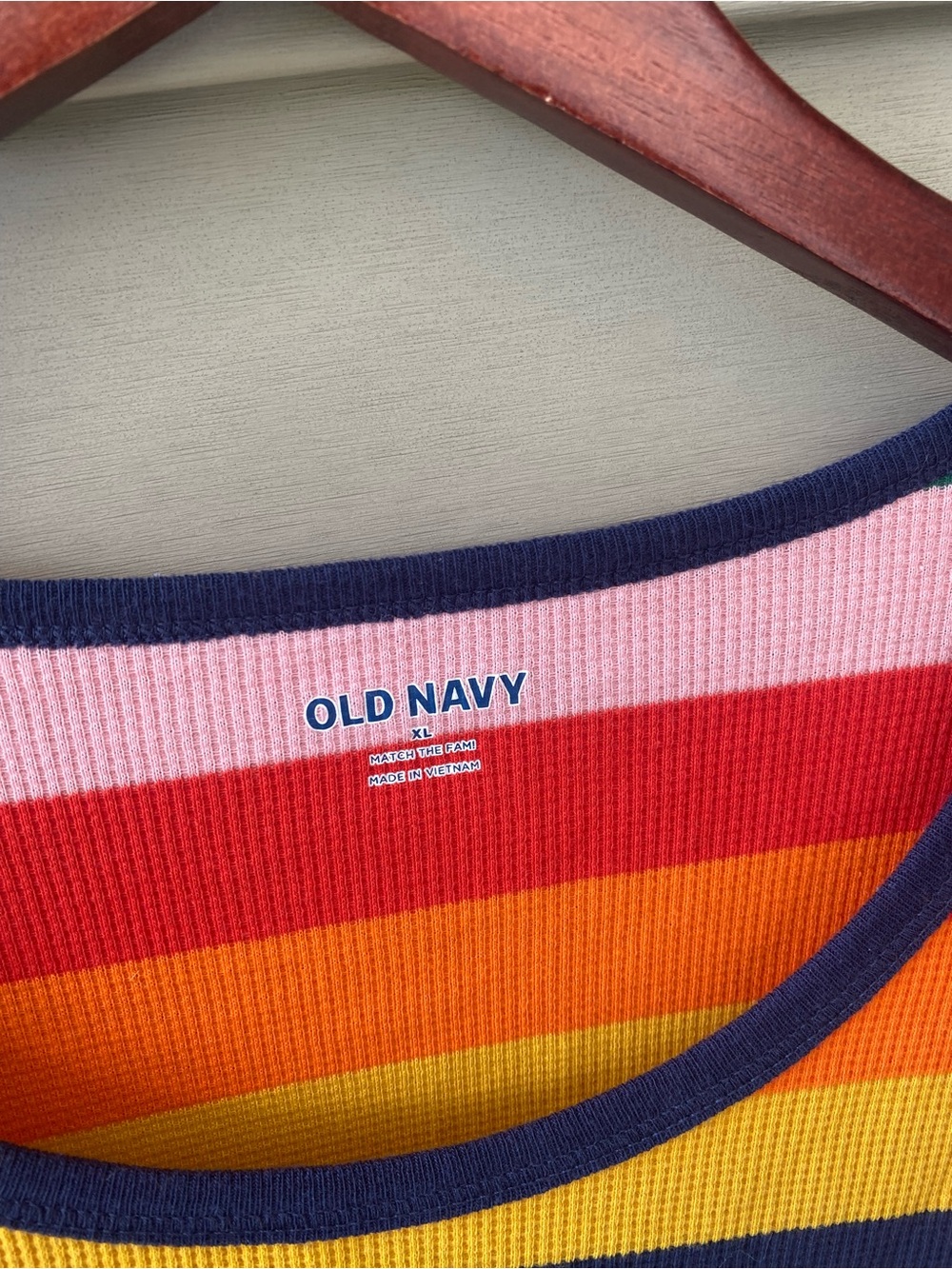 Old Navy Multicolor Rainbow Stripe Long Sleeve Waffle Knit Pajama Top - Picture 6 of 7